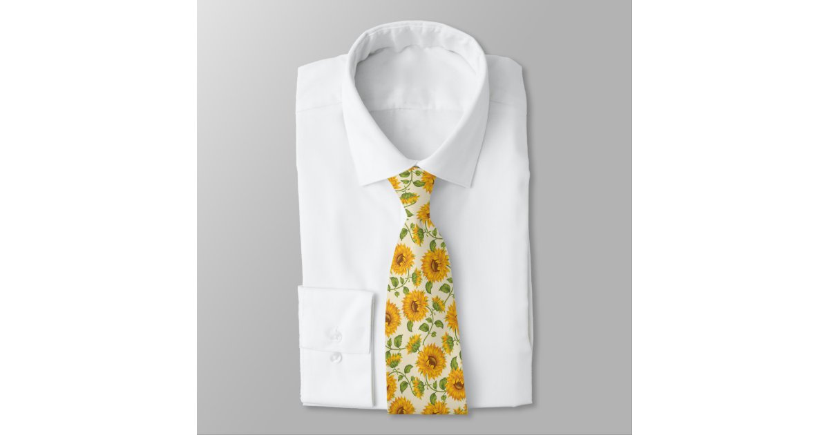 Beautiful Yellow Summer Sunflower Tie | Zazzle