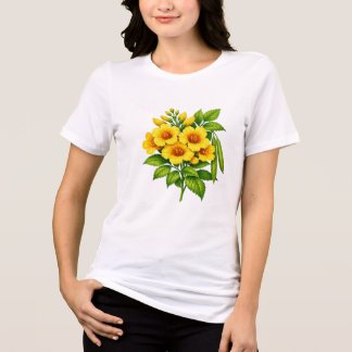 Beautiful Yellow Sunflower Bouquet with Green Leav Tri-Blend Shirt