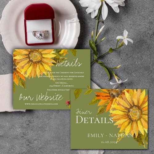 Beautiful Yellow Sunflower Floral Wedding Enclosure Card