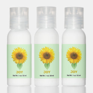 Beautiful yellow sunflower on light green hand lotion