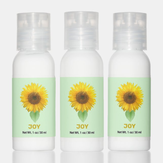 Beautiful yellow sunflower on light green hand lotion (Set)