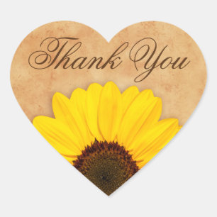 Beautiful yellow sunflower thank you stickers