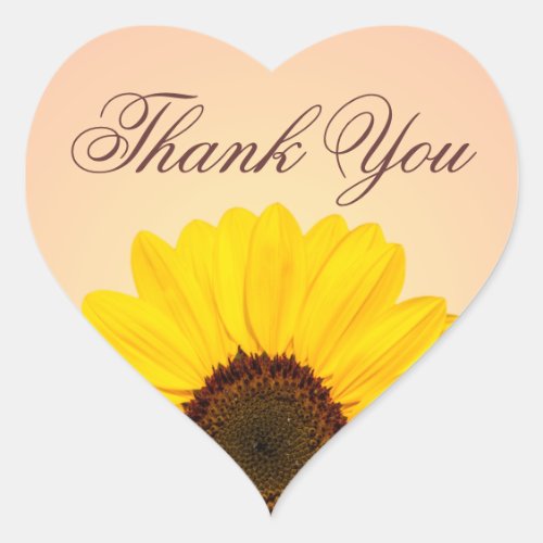 Beautiful yellow sunflower thank you stickers