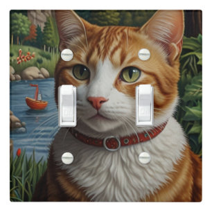 Beautiful yellow Tabby Cat Light Switch Cover