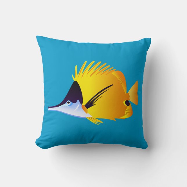Beautiful Yellow Tropical Fish Throw Pillow (Front)