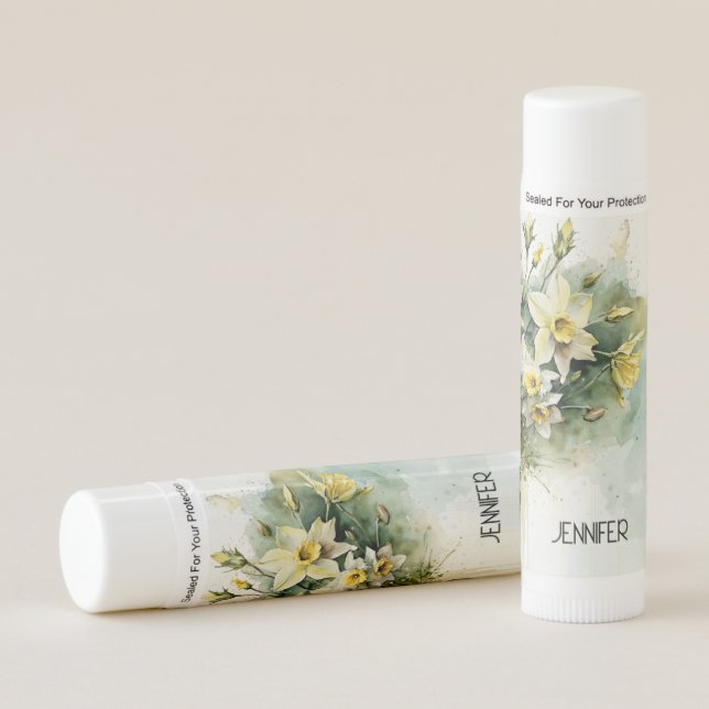 Beautiful yellow water daffodils lip balm (Front)
