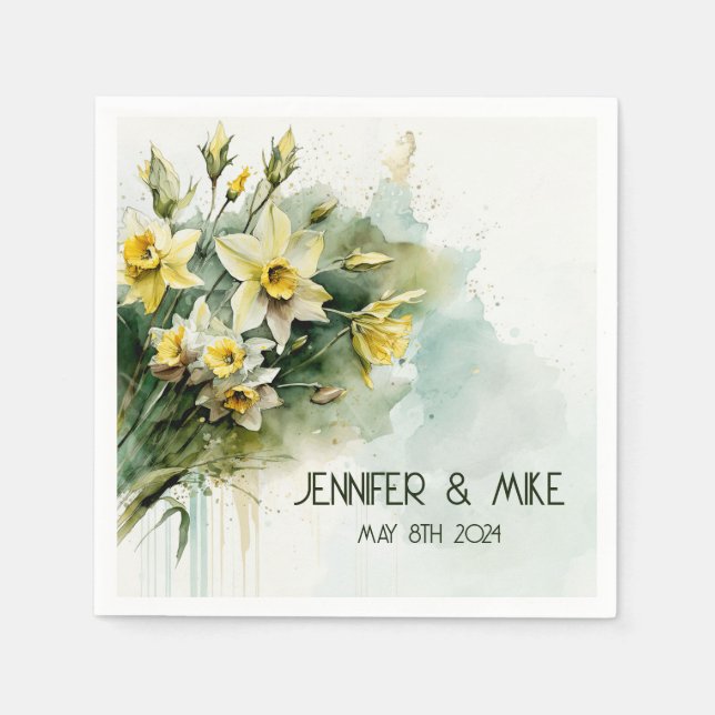 Beautiful yellow water daffodils  napkins (Front)