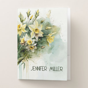 Beautiful yellow water daffodils  pocket folder