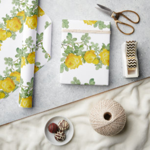 Beautiful Yellow Wedding Rose Flower Wrapping Paper