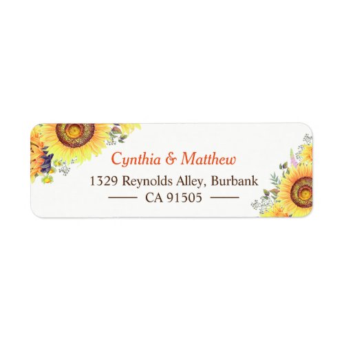 Beautiful Yellow White Sunflowers Elegant Chic Label