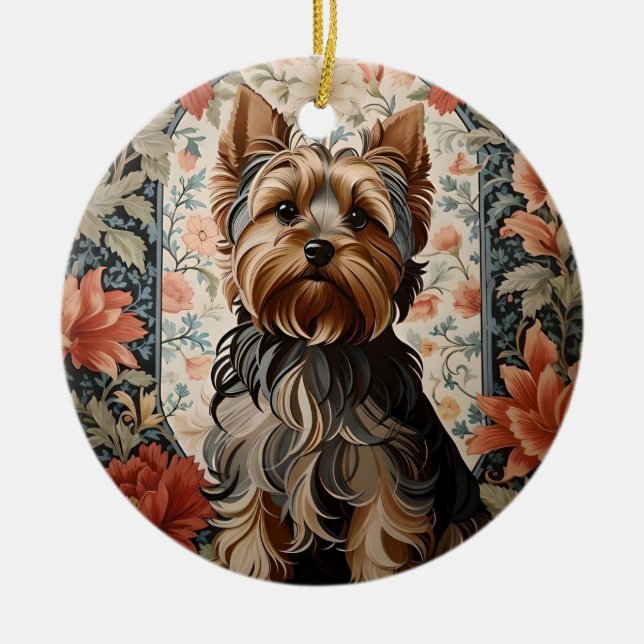Beautiful Yorkie | Yorkshire Terrier Portrait Ceramic Ornament (Front)