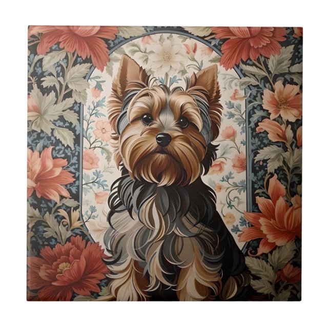 Beautiful Yorkie | Yorkshire Terrier Portrait Ceramic Tile (Front)