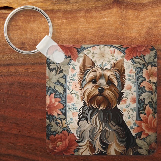 Beautiful Yorkie | Yorkshire Terrier Portrait Keychain (Front)