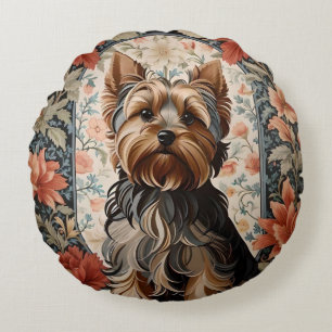 Beautiful Yorkie   Yorkshire Terrier Portrait Round Pillow
