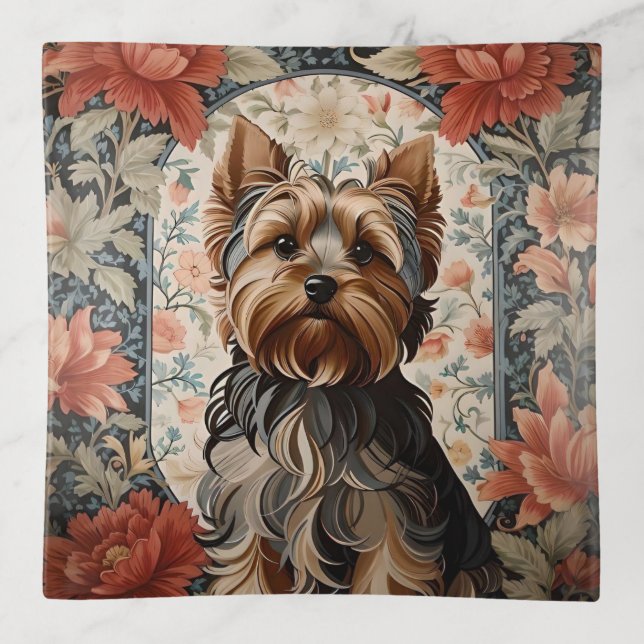 Beautiful Yorkie | Yorkshire Terrier Portrait Trinket Tray (Front)