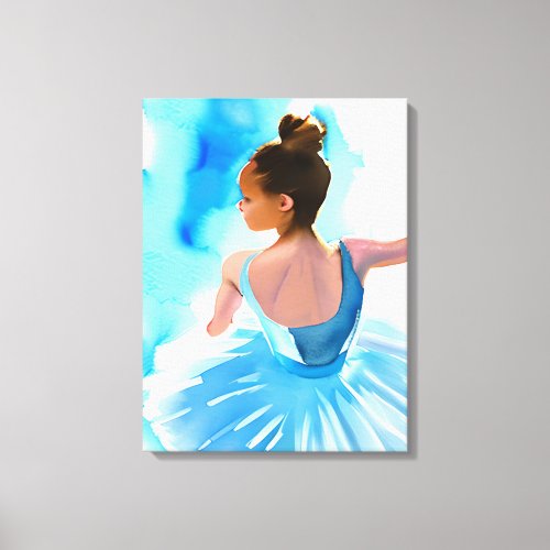 Beautiful Young Ballerina in Blue  Canvas Print