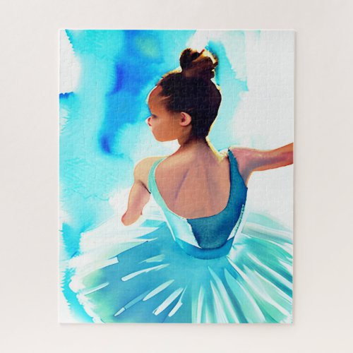 Beautiful Young Ballerina in Blue  Jigsaw Puzzle