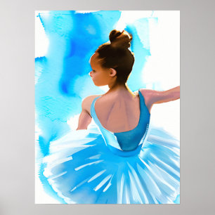 Beautiful Young Ballerina in Blue Poster