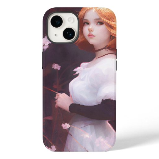 Beautiful Young Girl Amongst Pink Flowers Portrait Case-Mate iPhone 14 Case