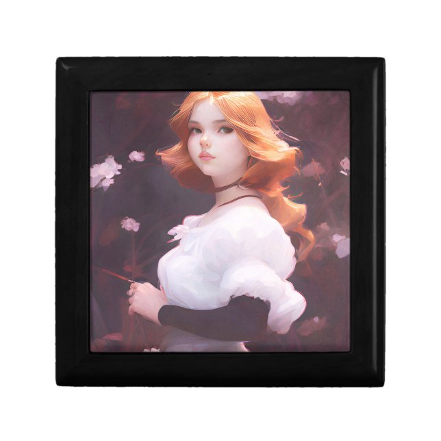 Beautiful Young Girl Amongst Pink Flowers Portrait Gift Box (Front)
