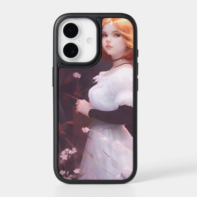 Beautiful Young Girl Amongst Pink Flowers Portrait Otterbox iPhone Case (Back)