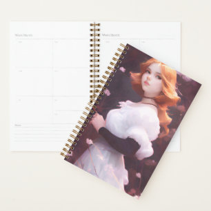 Beautiful Young Girl Amongst Pink Flowers Portrait Planner