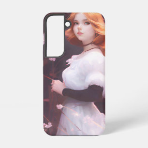 Beautiful Young Girl Amongst Pink Flowers Portrait Samsung Galaxy S22 Case