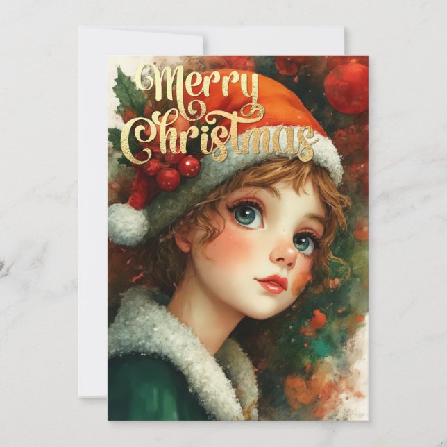 Beautiful Young Girl Christmas Card (Front)