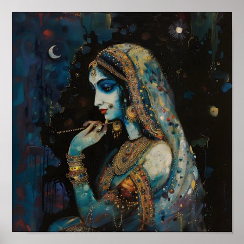 Beautiful Young Hindu Woman Vintage Art Matte Poster