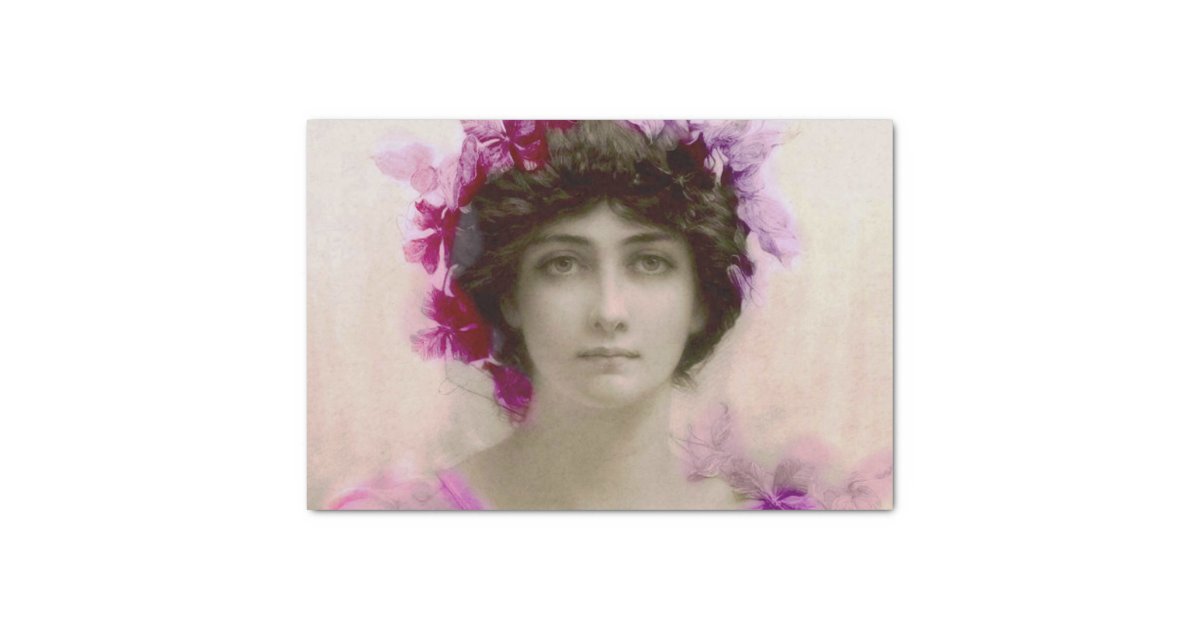 Beautiful Young Lady Belle Epoque Victorian Era V Tissue Paper