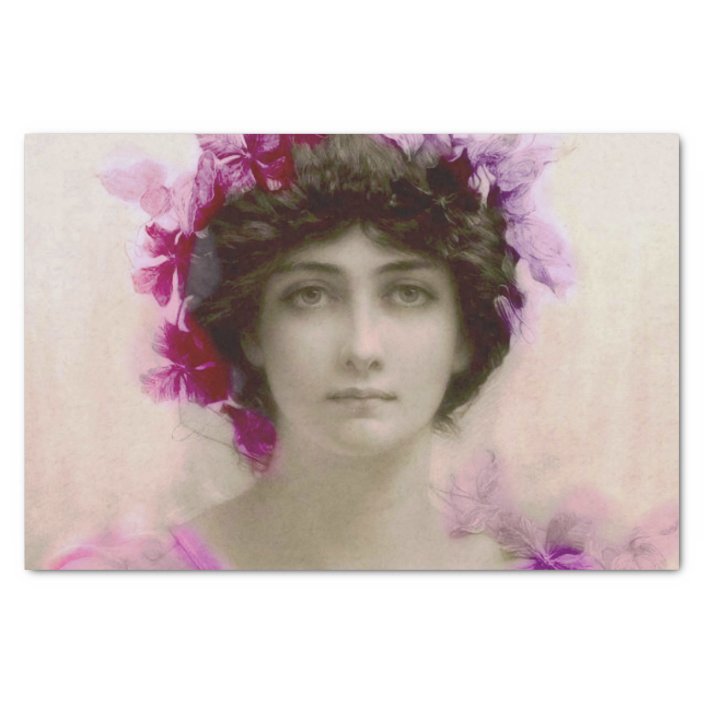 Beautiful Young Lady Belle Epoque Victorian Era V Tissue Paper