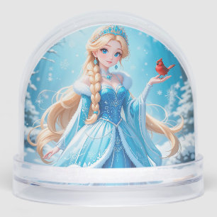 Beautiful  young snow maiden snow globe