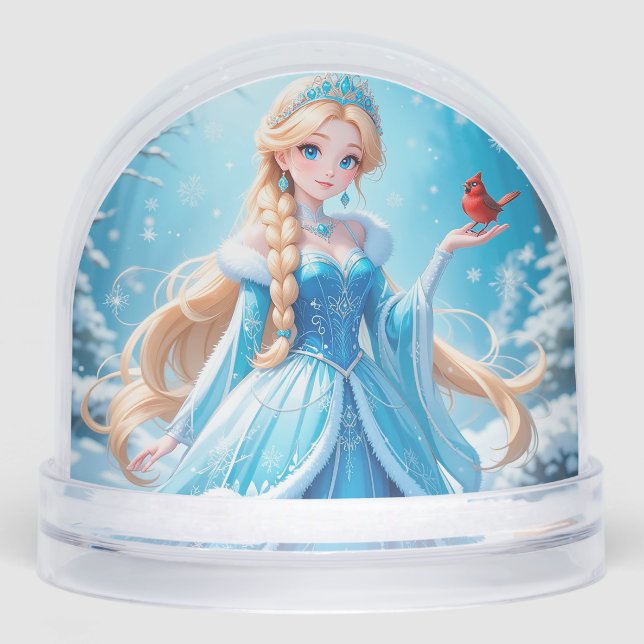 Beautiful  young snow maiden snow globe (Front)