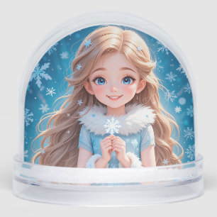 Beautiful  young snow maiden snow globe