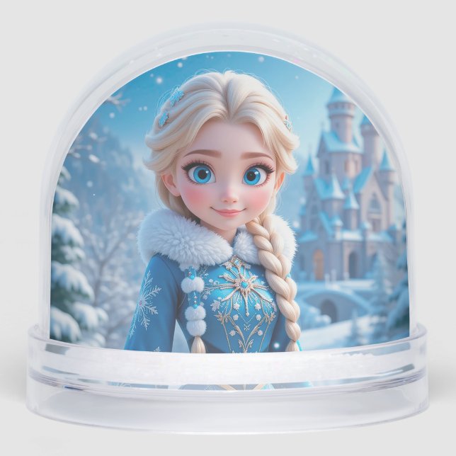 Beautiful  young snow maiden snow globe (Front)