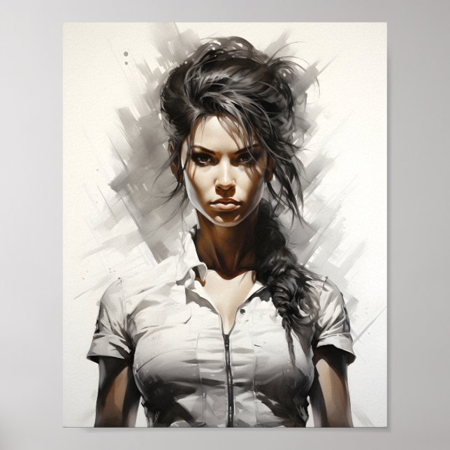 Beautiful Young Woman Unique Female Art Poster (Front)
