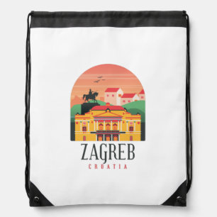 Beautiful Zagreb Croatia Cityscape Vintage Drawstring Bag