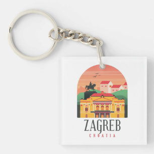 Beautiful Zagreb Croatia Cityscape Vintage   Keychain