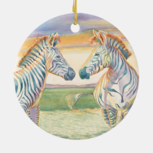 Beautiful Zebra Ceramic Ornament