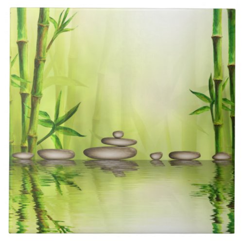 Beautiful Zen Relaxing Spa Illustration Ceramic Tile
