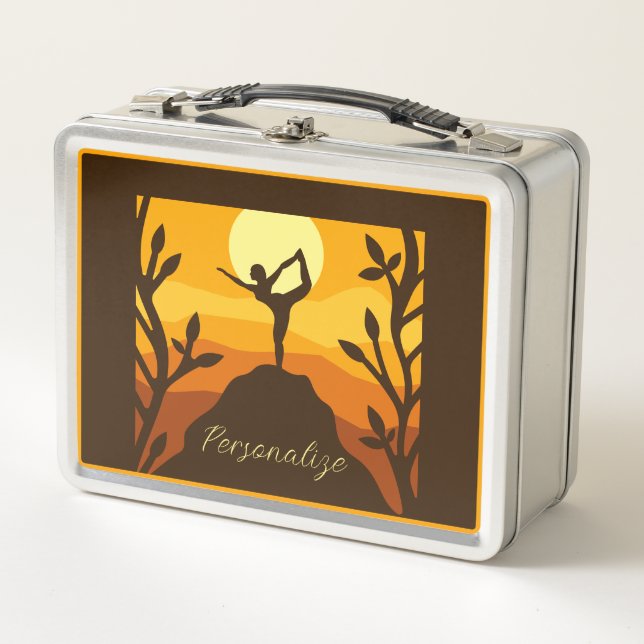 Beautiful Zen Yoga Meditation Sunset Personalized Metal Lunch Box (Front)