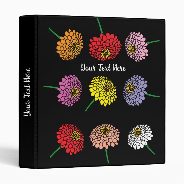 Beautiful Zinnia garden flower design custom 3 Ring Binder (Front/Spine)
