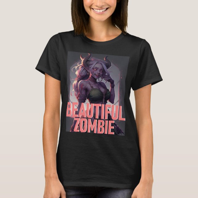Beautiful Zombie Halloween T-Shirt (Front)