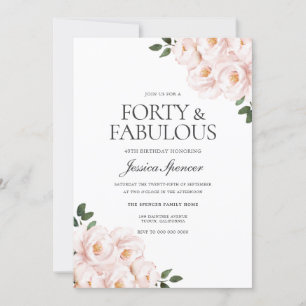 BeautifulBlush Pink Elegant 40th Birthday Invitation
