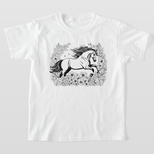 BeautifulHorse  Flowers Paint a  T_Shirt