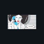 beautifull girl callling, hello, POP art Canvas Print<br><div class="desc">Pop art canvas for nice decoration. beautifull girl is calling someone: hello. Pick up the phone!</div>