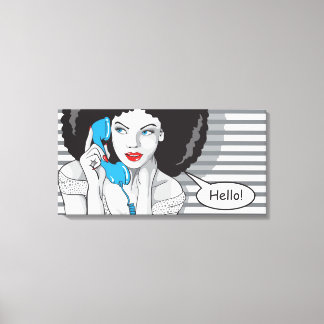 beautifull girl callling, hello, POP art Canvas Print