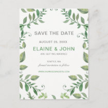Beautifully botanical greenery Save the Date Announcement Postcard