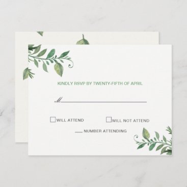 Beautifully botanical greenery wedding rsvp cards