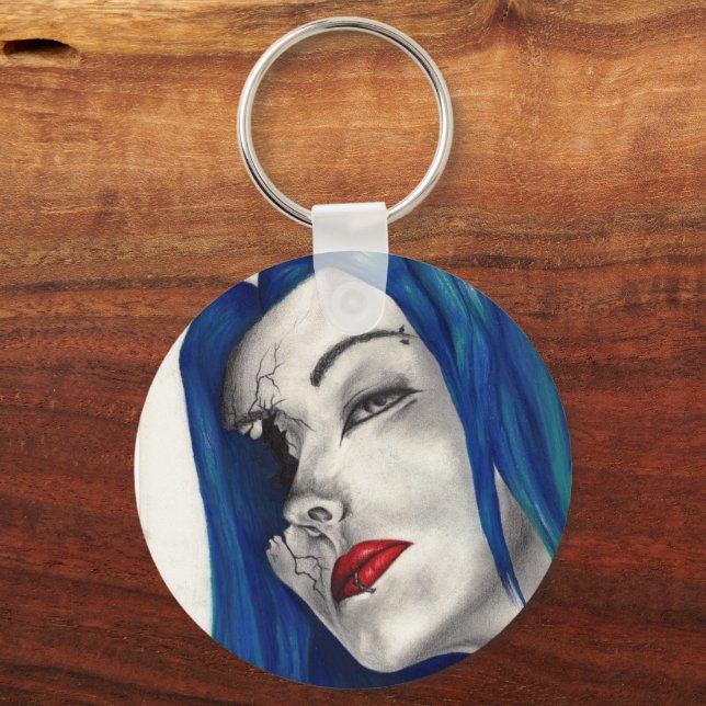 Beautifully Broken Fantasy Goth Horror Surreal Art Keychain (Front)